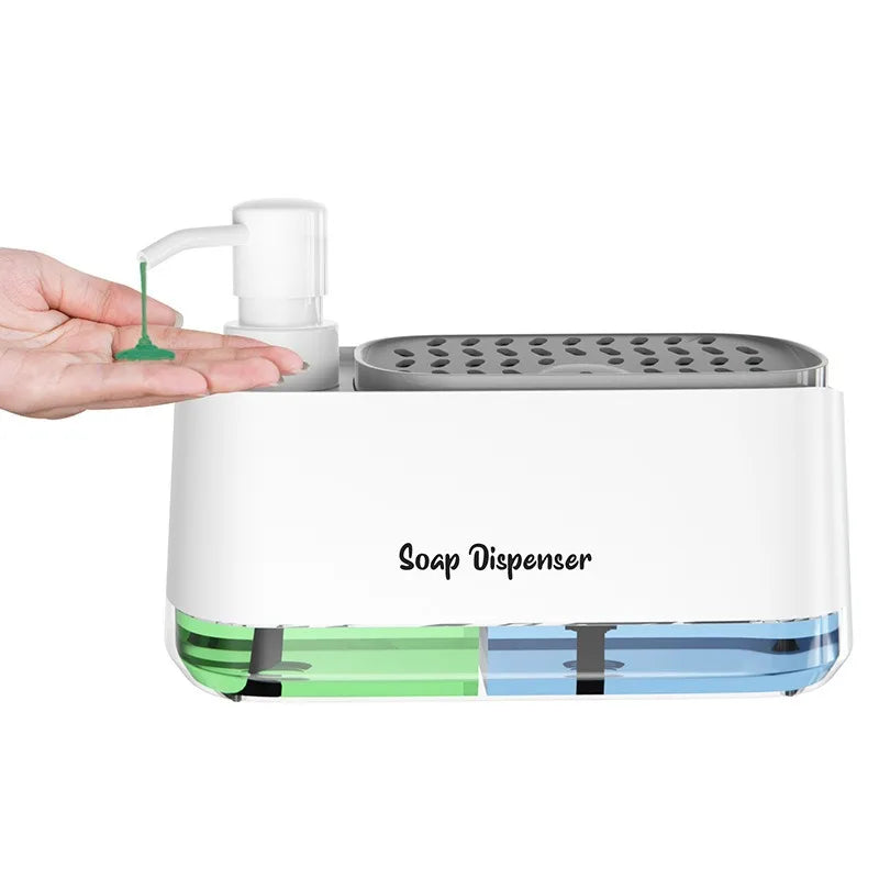 Trinity Clean 3 em 1 - Organizador de Pia Inteligente com Dispenser Duplo