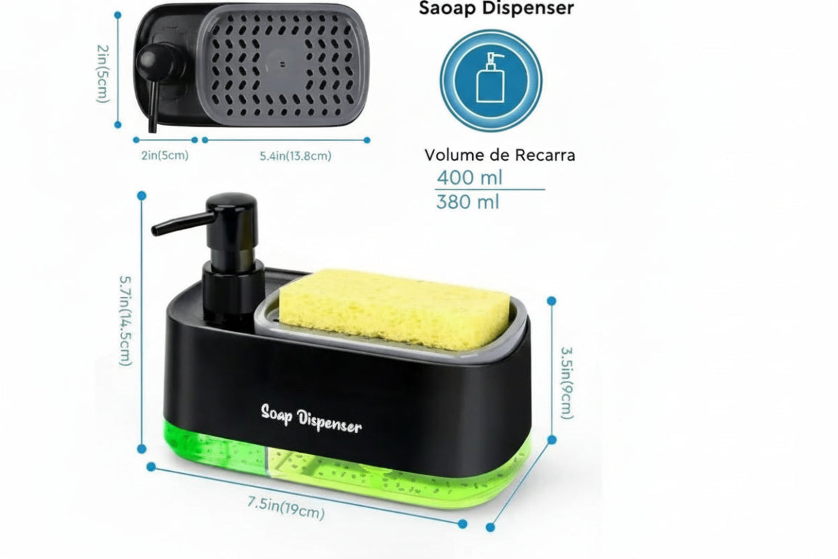 Trinity Clean 3 em 1 - Organizador de Pia Inteligente com Dispenser Duplo