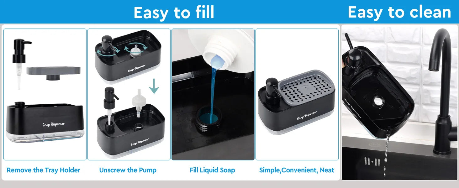 Trinity Clean 3 em 1 - Organizador de Pia Inteligente com Dispenser Duplo
